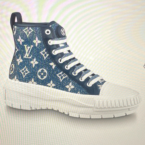 Monogram Louis Vuitton Denim Boot Sneakers - Picture 2 of 6